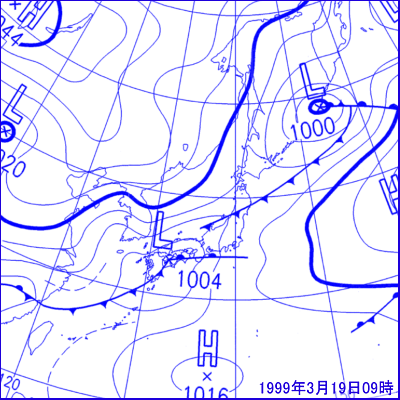 1999年3月19日09時の地上天気図