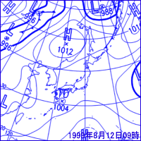 1999年8月12日09時の地上天気図