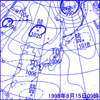 1999年8月15日09時の地上天気図