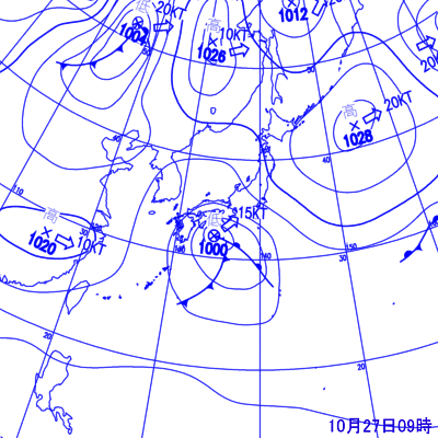1999年10月27日09時の天気図