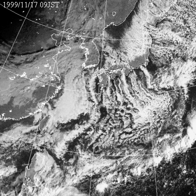 1999年11月17日09時の気象衛星可視画像