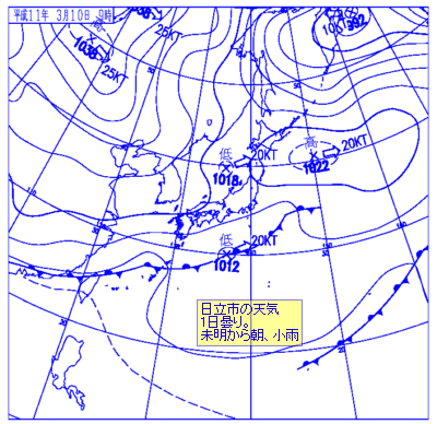 1999年3月10日の地上天気図
