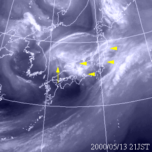 2000年5月13日21時の気象衛星水蒸気画像