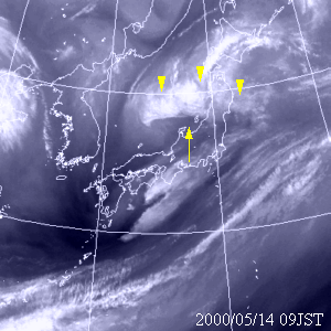 2000年5月14日09時の気象衛星水蒸気画像