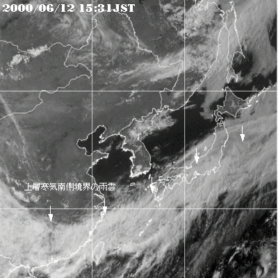 2000年06月12日16時の気象衛星可視画像