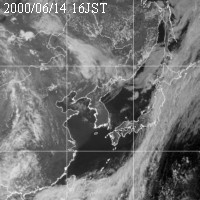 2000年06月14日16時の気象衛星可視画像