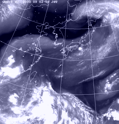 9月2日09時の気象衛星水蒸気画像