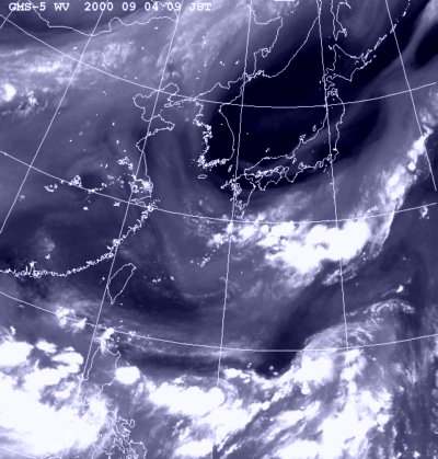 9月4日09時の気象衛星水蒸気画像