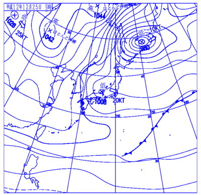 2000年12月25日09時の地上天気図