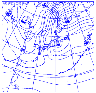 2000年12月25日18時の地上天気図