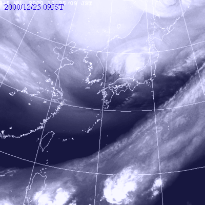 2000年12月25日09時の気象衛星水蒸気画像