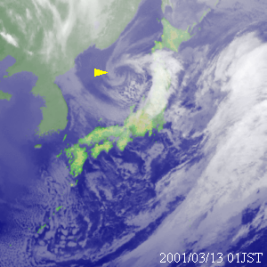 2001年3月13日00時の気象衛星赤外画像