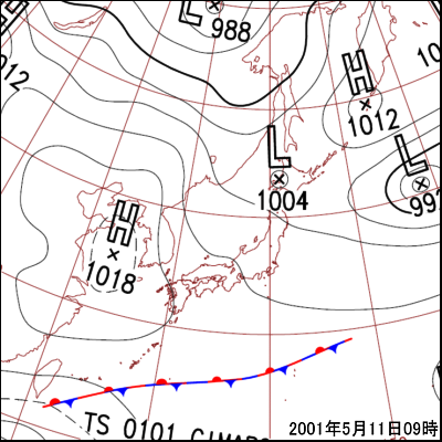 2001年05月11日09 時の地上天気図
