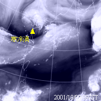 2001年10月09日09時の気象衛星水蒸気画像