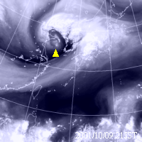 2001年10月09日21時の気象衛星水蒸気画像