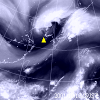 2001年10月10日09時の気象衛星水蒸気画像