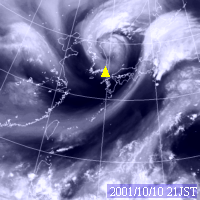 2001年10月10日21時の気象衛星水蒸気画像