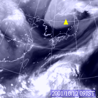 2001年10月12日09時の気象衛星水蒸気画像