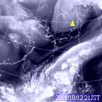 2001年10月12日21時の気象衛星水蒸気画像