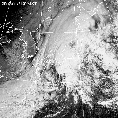 2002年01月21日09時の気象衛星可視画像
