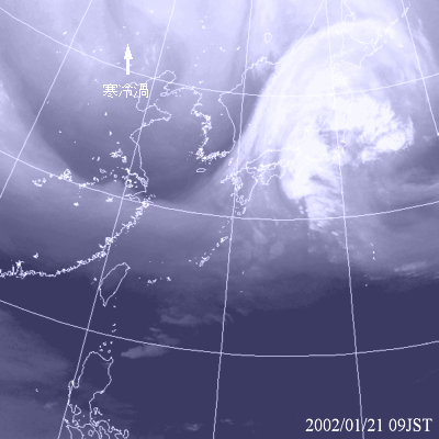 2002年01月21日09時の気象衛星水蒸気画像