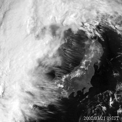 2002年3月21日09時の気象衛星可視画像