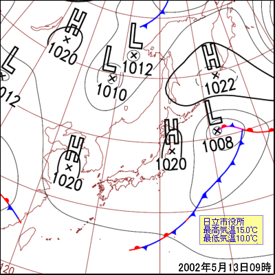 2002年5月13日09時の地上天気図