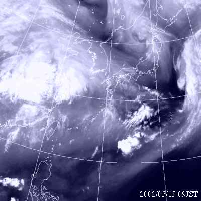 2002年5月13日09時の気象衛水蒸気画像