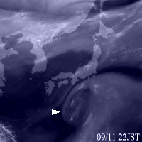 2002年9月11日22時の気象衛星水蒸気画像