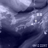 2002年9月12日22時の気象衛星水蒸気画像