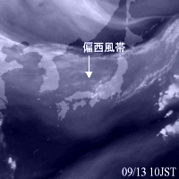2002年9月13日10時の気象衛星水蒸気画像