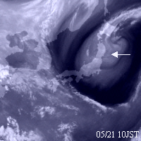 2002年5月21日10時の気象衛星ひまわり水蒸気画像