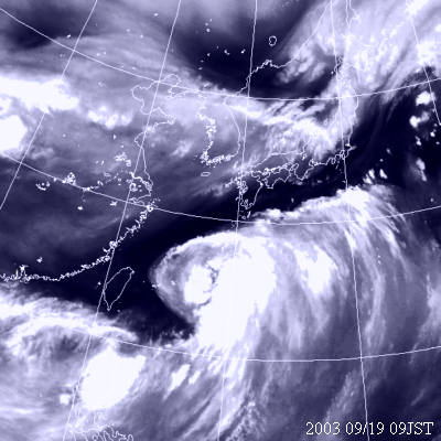 2003年09月19日09時の気象衛星水蒸気画像