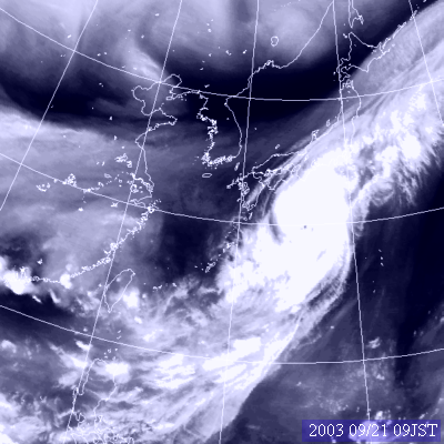 2003年09月21日09時の気象衛星水蒸気画像