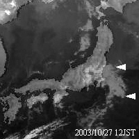 気象衛星赤外画像27日12時