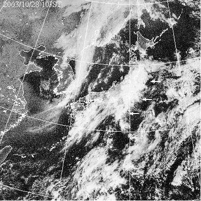 2003年10月28日10時の気象衛星可視画像