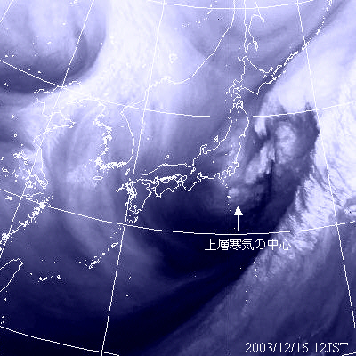 2003年12月16日12時の気象衛星水蒸気画像