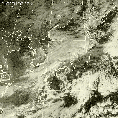 2004年01月02日10時の気象衛星可視画像