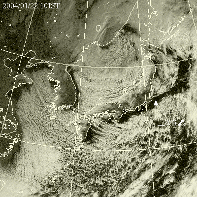 2004年01月22日10時の気象衛星可視画像