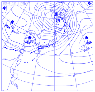 2004年03月11日15時の天気図