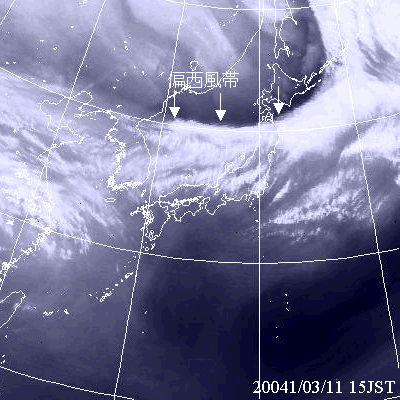 2004年03月11日15時の気象衛星水蒸気画像