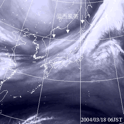 2004年03月18日06時の気象衛星水蒸気画像