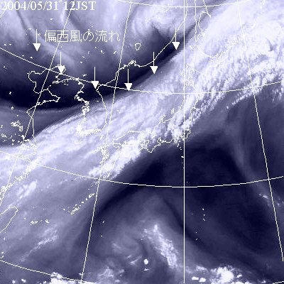 2004年05月31日12時の気象衛星水蒸気画像