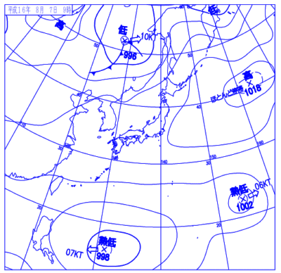 2004年08月07日09時の地上天気図