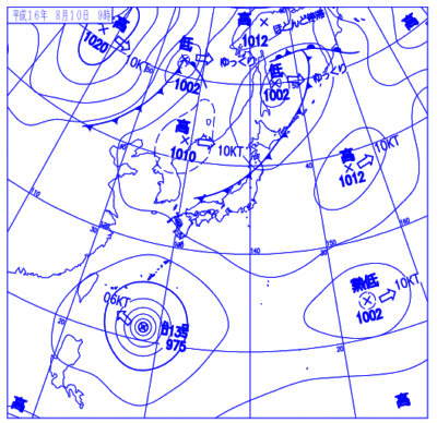 2004年08月10日09時の地上天気図