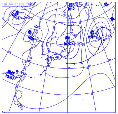 2004年09月15日12時の地上天気図