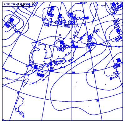 2002年06月17日09時の地上天気図
