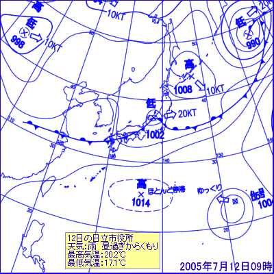 2002年07月12日09時の地上天気図