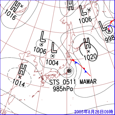 2005年8月26日09時の地上天気図