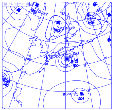 2005年09月25日09時の地上天気図